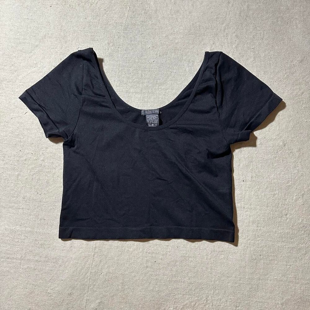 Soho Girls Women's Small Black Round Neck Crop Top